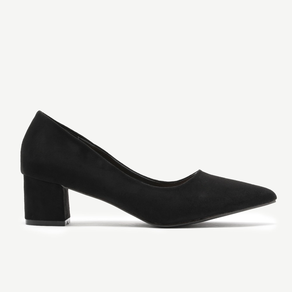 Faux Suede Block Heel Closed Toe